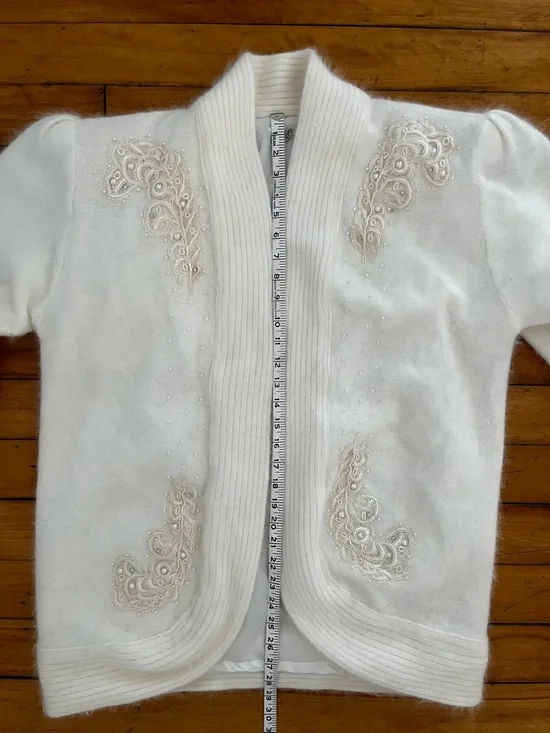 Vintage 80s Eddie Dassin Beaded Angora Cardigan, Size Medium - Picture 14 of 15